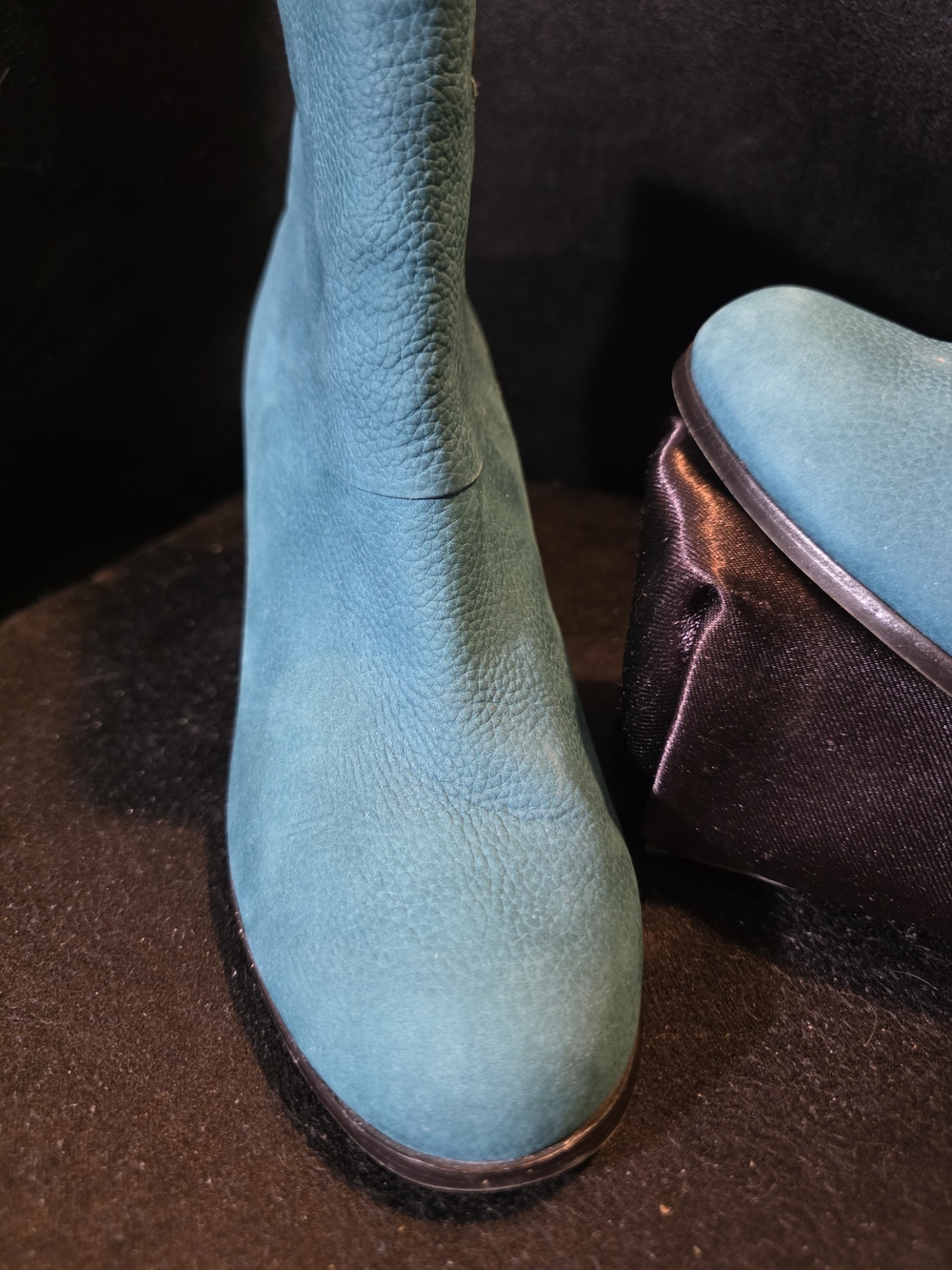 Cole Haan Teal Suede Ankle Booties with Block Heel Size 8 - Picture 2 of 9